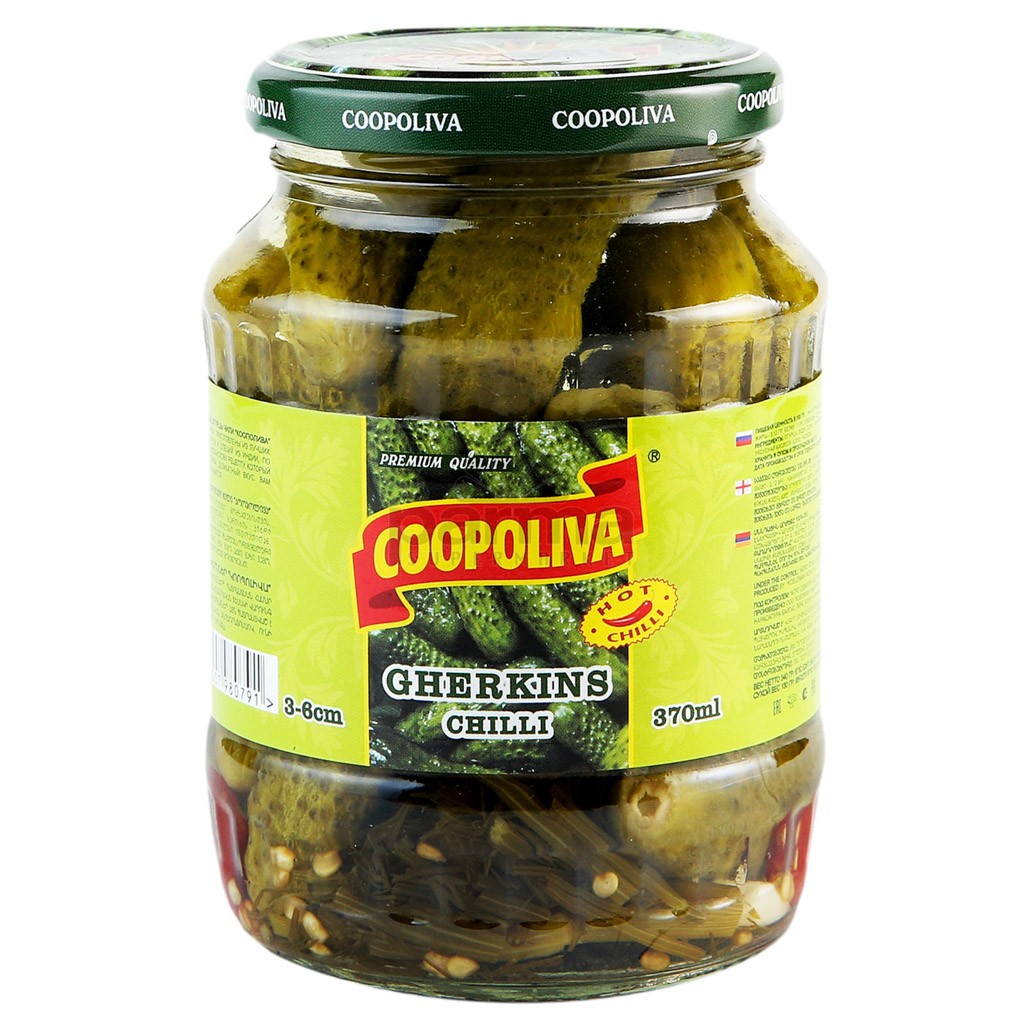 Մարինացված կորնիշոններ «Coopoliva» չիլի 370մլ